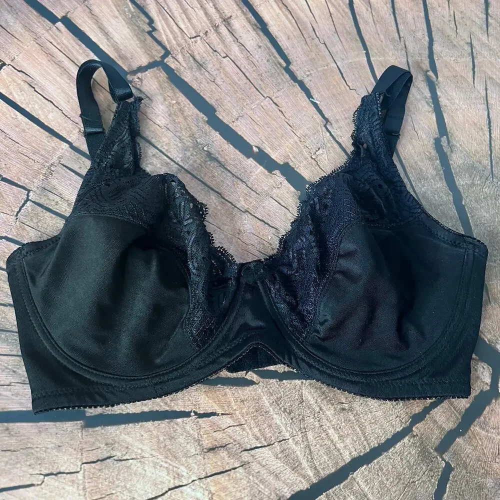 Delta Burke Black Lace Underwire Bra Unpadded 36D‎